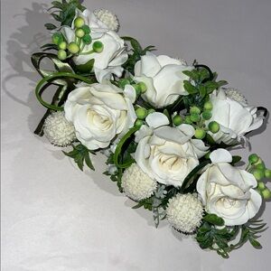 Artificial White Rose Floral Arrangement